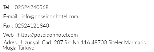 Poseidon Hotel telefon numaralar, faks, e-mail, posta adresi ve iletiim bilgileri